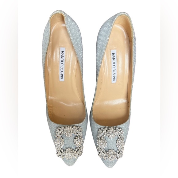 MANOLO BLAHNIK Hangisi 105 NotturnoBride SwarovskiCrystalGlitter Pump, Size 37.5 - Picture 5 of 6